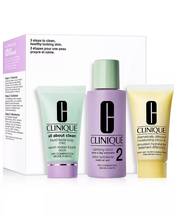 Clinique 3-Pc. Skin School Supplies Cleanse & Refresh Set - Dry Combination